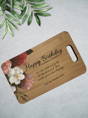 Personalised Floral Wood Chopping Board