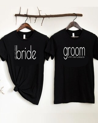 Personalised Wedding Bride &amp; Groom Couple T-shirt Set