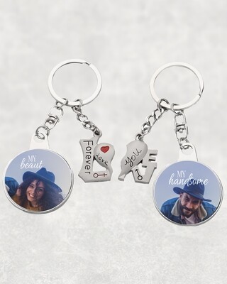 Personalised His & Hers Couple Message Magnet Keychain Set