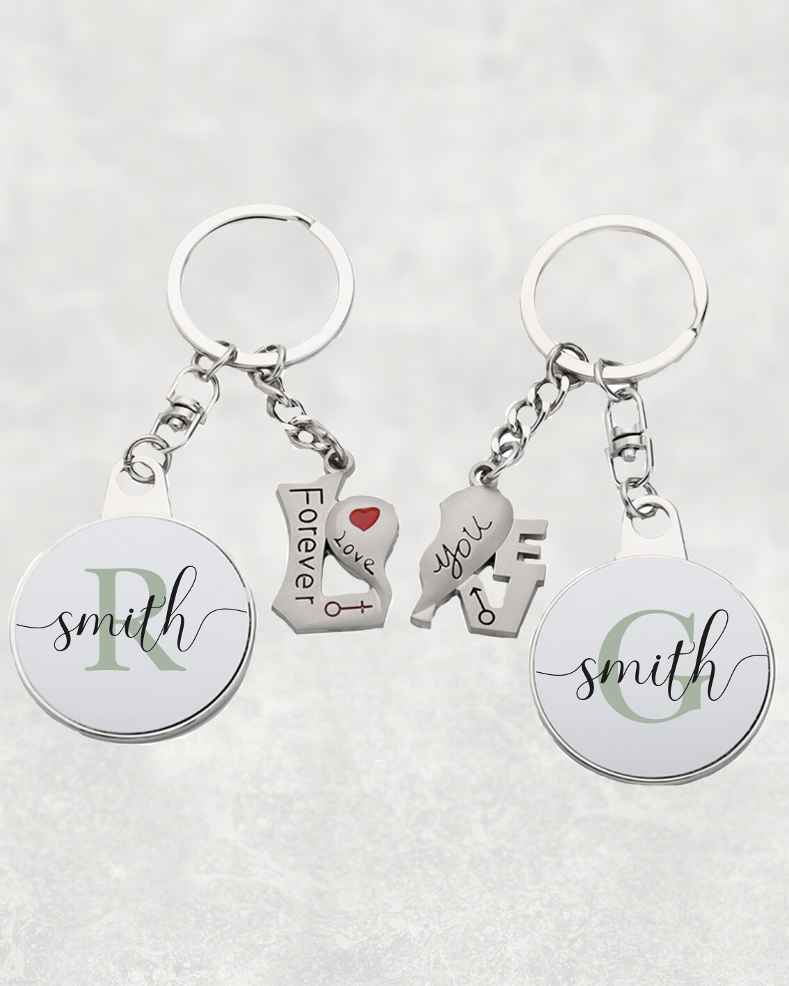Personalised His &amp; Hers Couple Initial Magnet Keychain Set