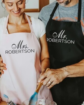 Personalised Couples Mr & Mrs Apron Set