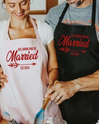 Personalised Couples His &amp; Hers Be Married Apron Set