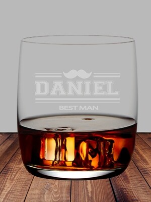 Personalised Wedding Moustache Whiskey Glass