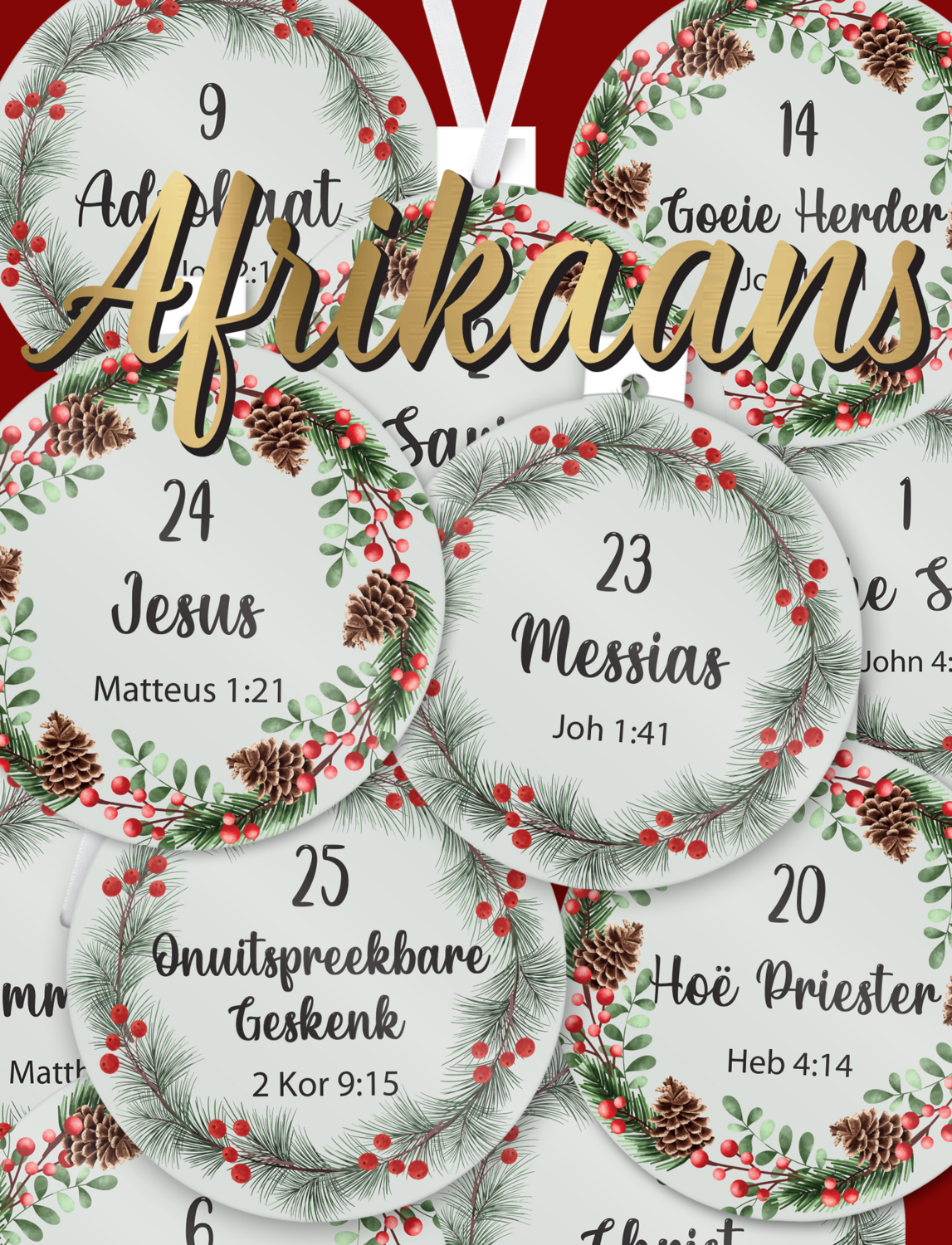 Christian Advent Calendar ornaments, AFRIKAANS