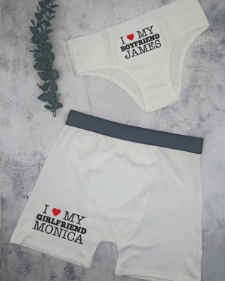 Personalised I Love My Couples Underwear Set