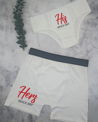 Personalised His &amp; Hers Couples Underwear Set