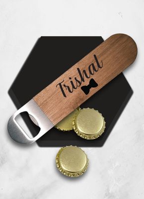 Personalised Bowtie Wood Bottle Opener
