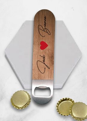 Personalised Heart Wood Bottle Opener