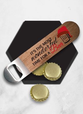 Personalised Christmas Beer Wood Bottle Opener