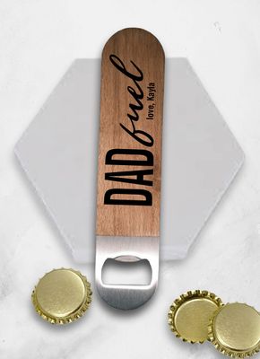 Personalised Dad Fuel Wood Bottle Opener