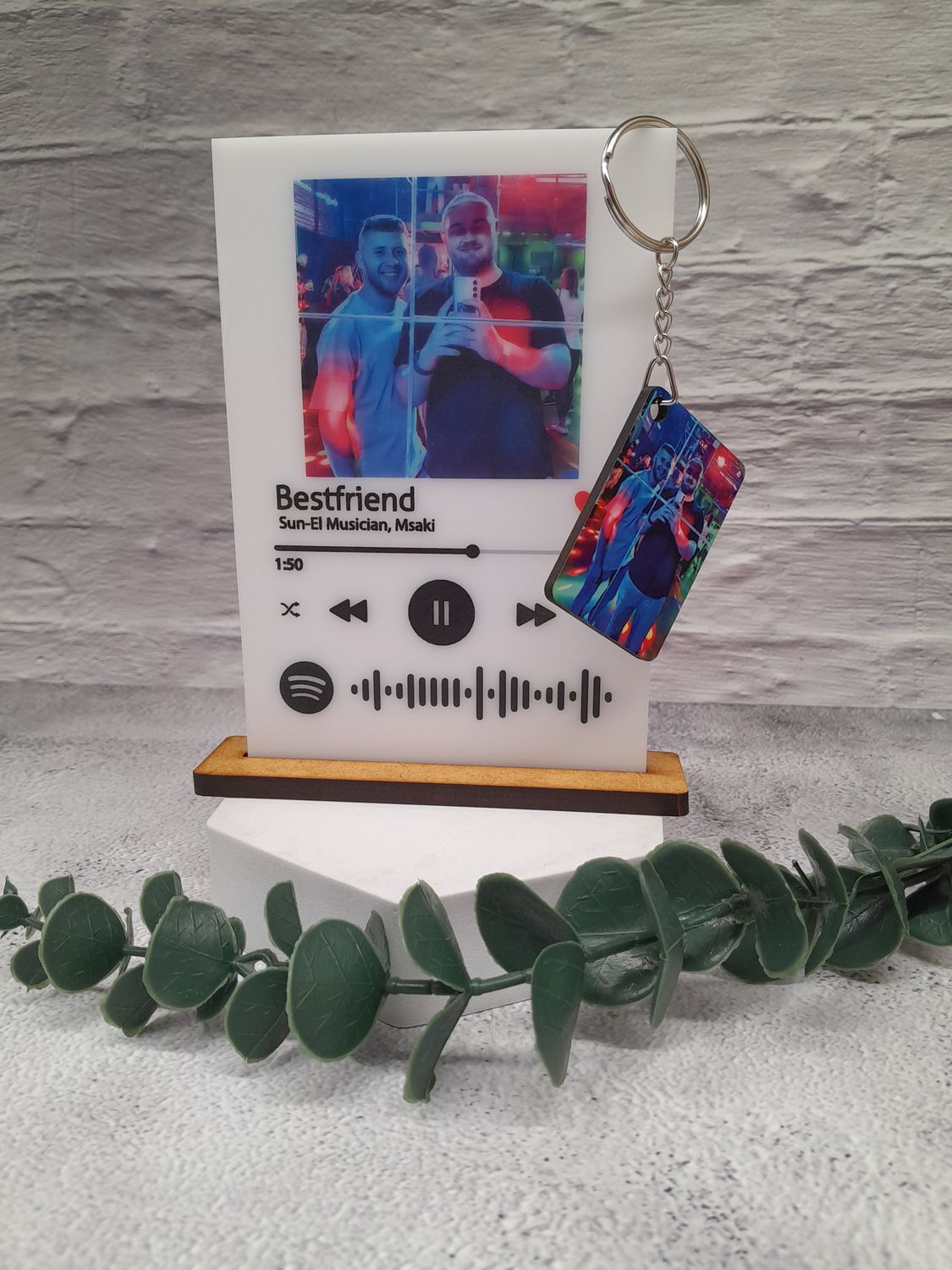 Personalised Acrylic Music Plaque &amp; Keyring Set