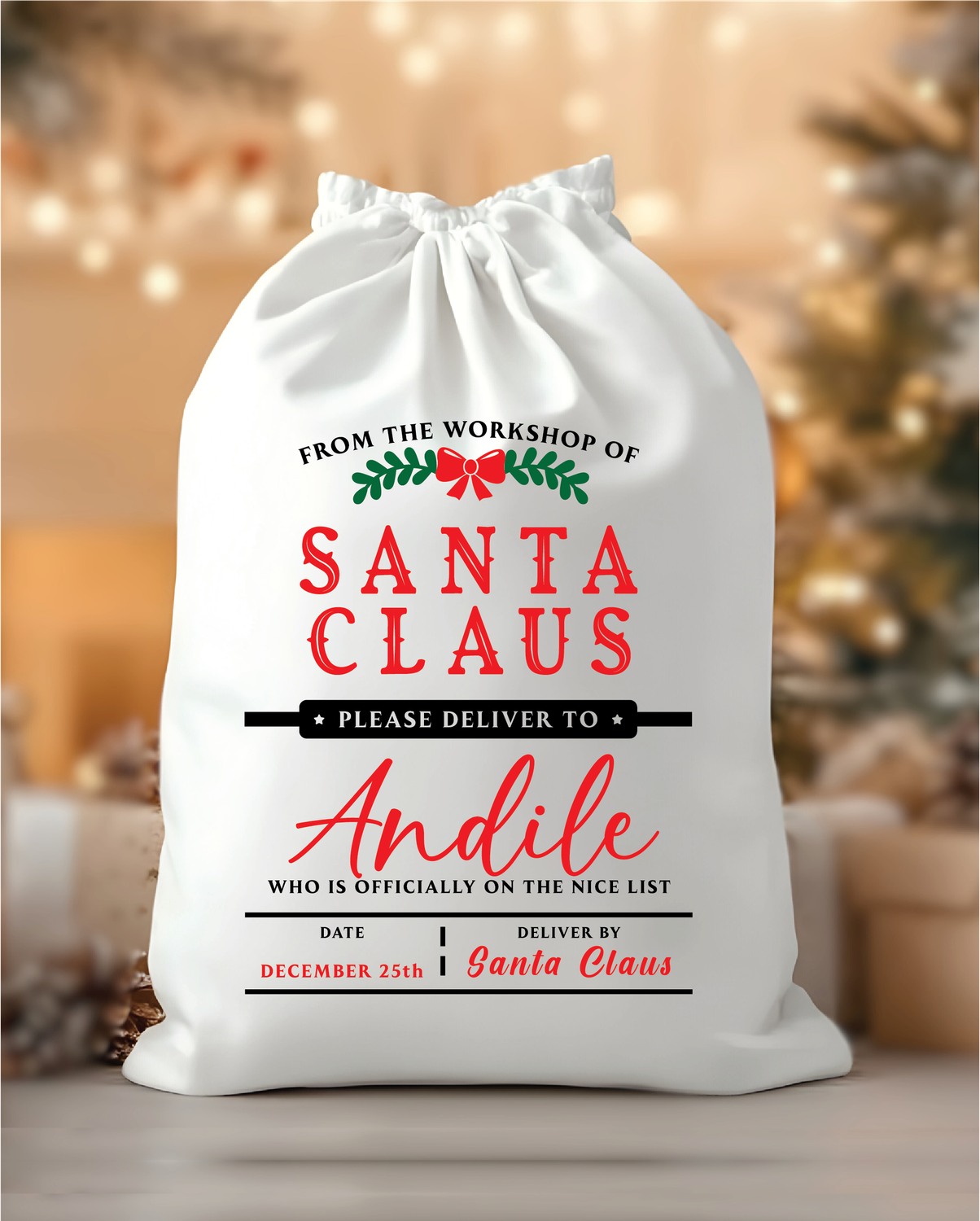 Personalised Workshop Christmas Santa Sack