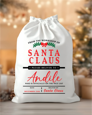 Personalised Workshop Christmas Santa Sack