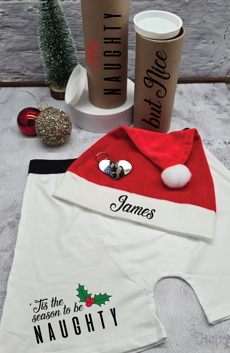 Personalised Naughty but Nice Christmas Hamper For HIM