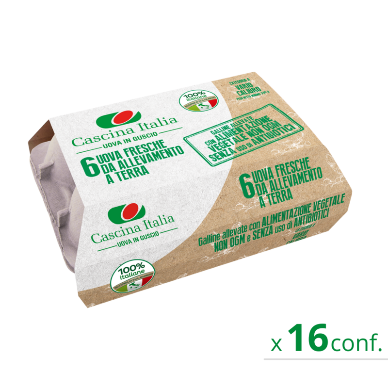 Uova allevate a terra calibro vario antibiotic free (16x6u)