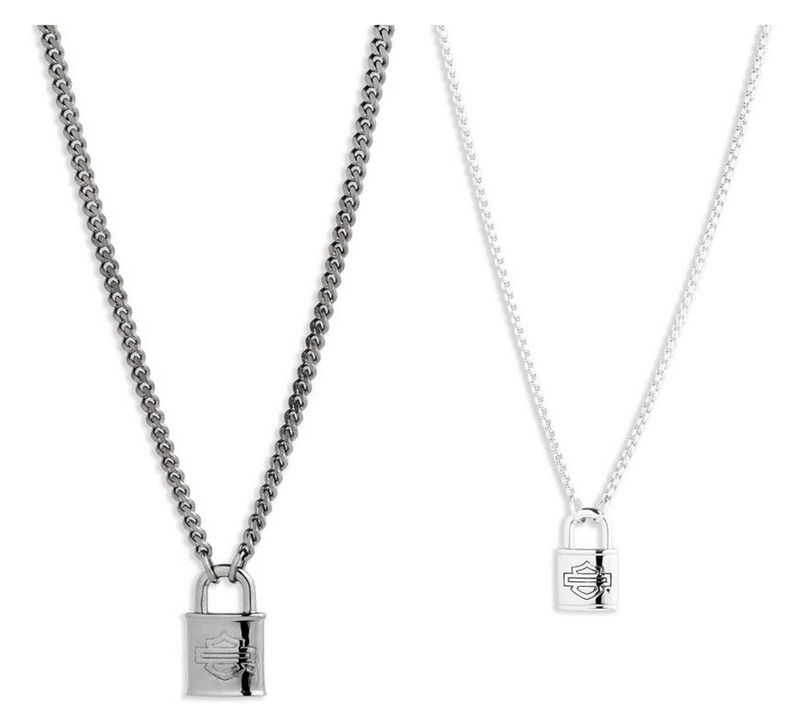 Harley-Davidson® His &amp; Hers Bar &amp; Shield Logo Lock Necklace Set - 22 &amp; 16 Inch