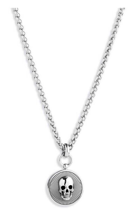Harley-Davidson® Men&#39;s 22 in. Circle Skull Pendant Necklace, Stainless Steel