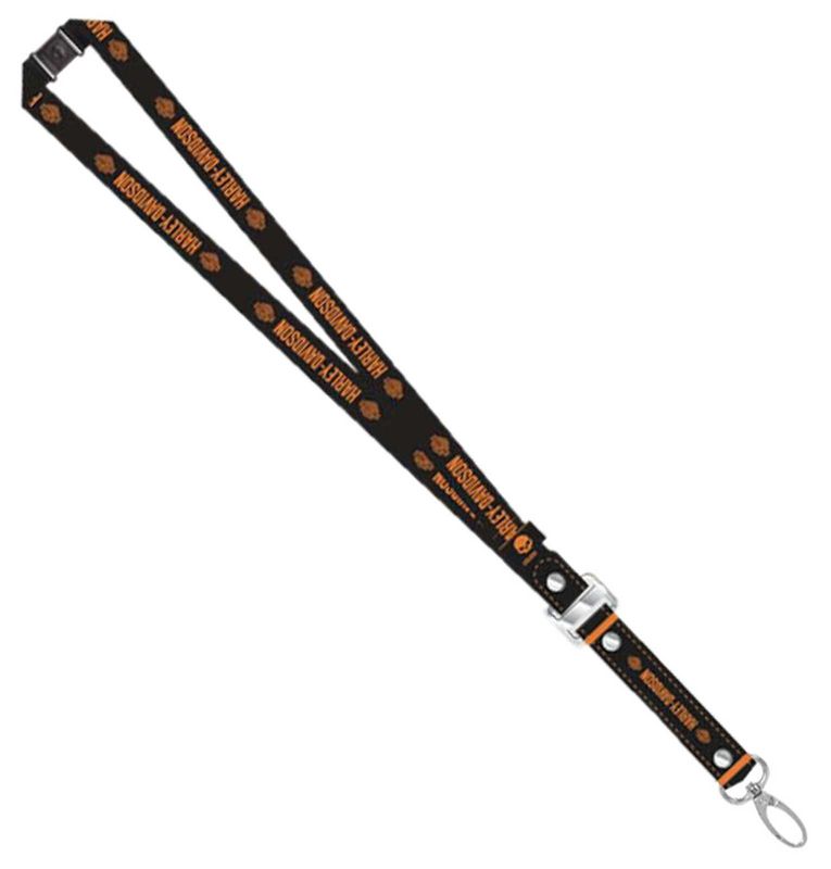 Harley-Davidson® Polyester Lanyard, Classic B&amp;S Logo Branding 16.5 in - Black