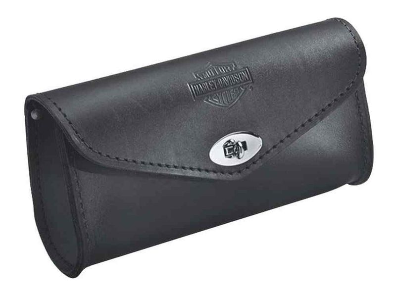 Harley-Davidson® Embossed Bar &amp; Shield Leather Windshield Bag, Black