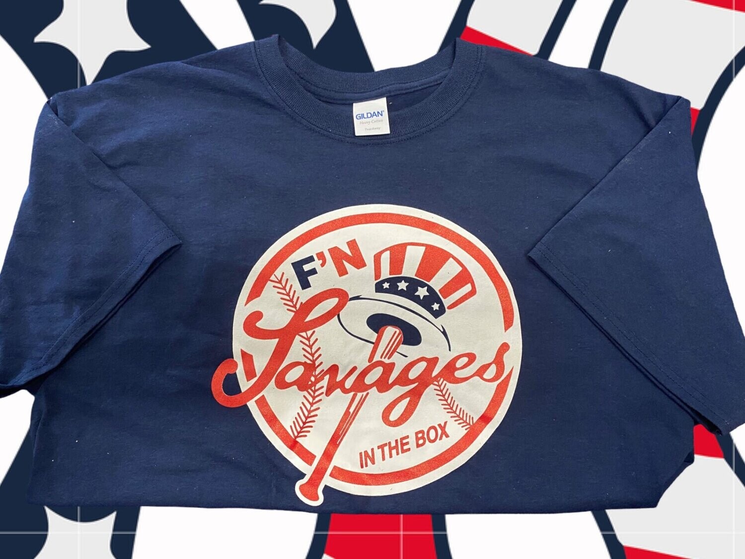 Forlænge Ib Grine NY Yankees “Savages In The Box” Large T Shirt