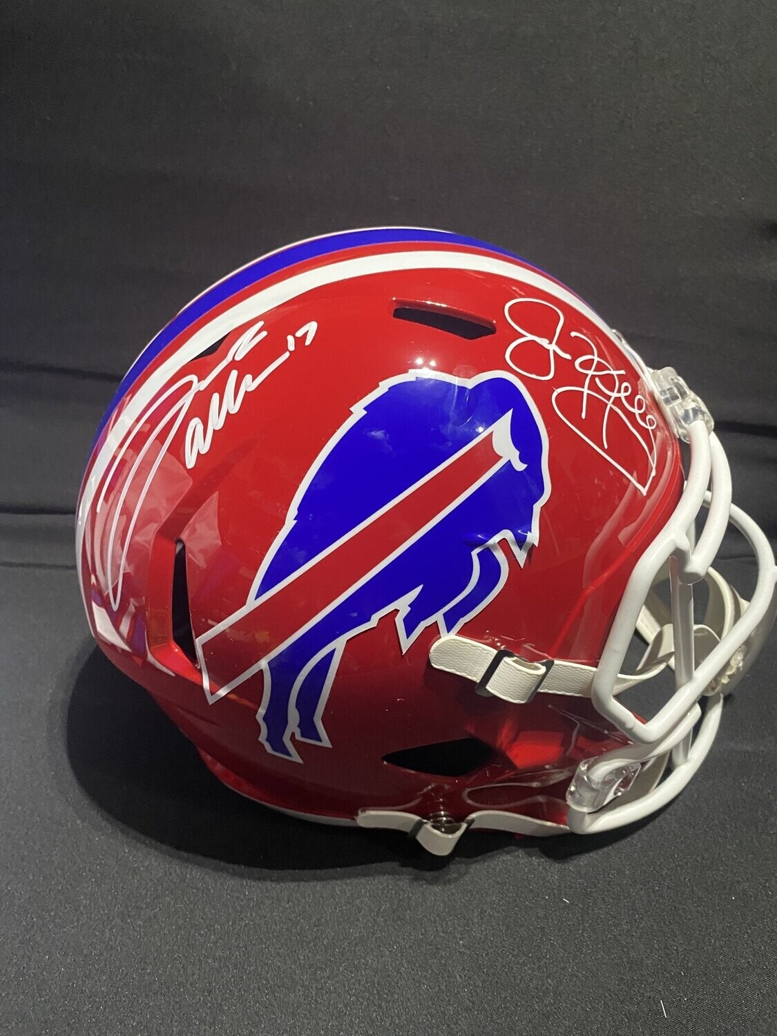 JOSH ALLEN / JIM KELLY SIGNED F/S REPLICA RED THROWBACK SPEED