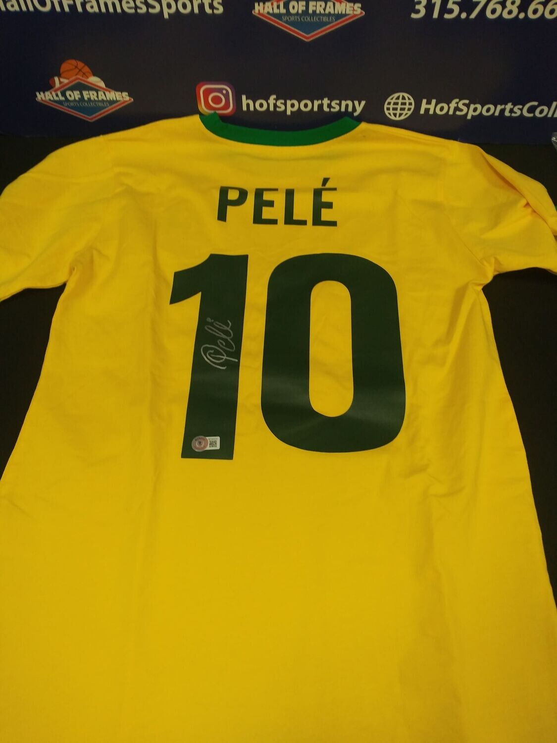 Pele Brazil Autographed Yellow Jersey