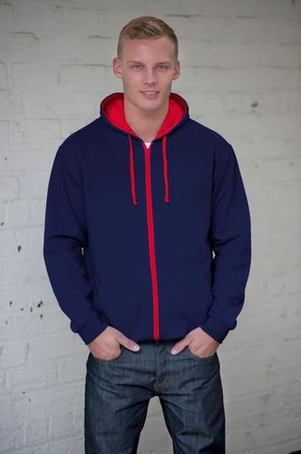 AWDis Varsity Zoodie, Colour: French Navy / Fire Red