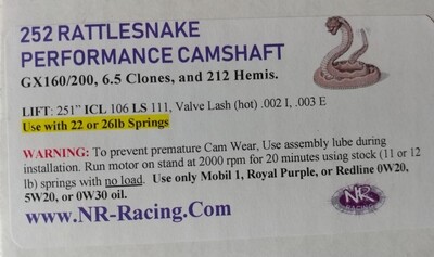 NR Racing .252 rattlesnake  (clone or hemi only) Cam