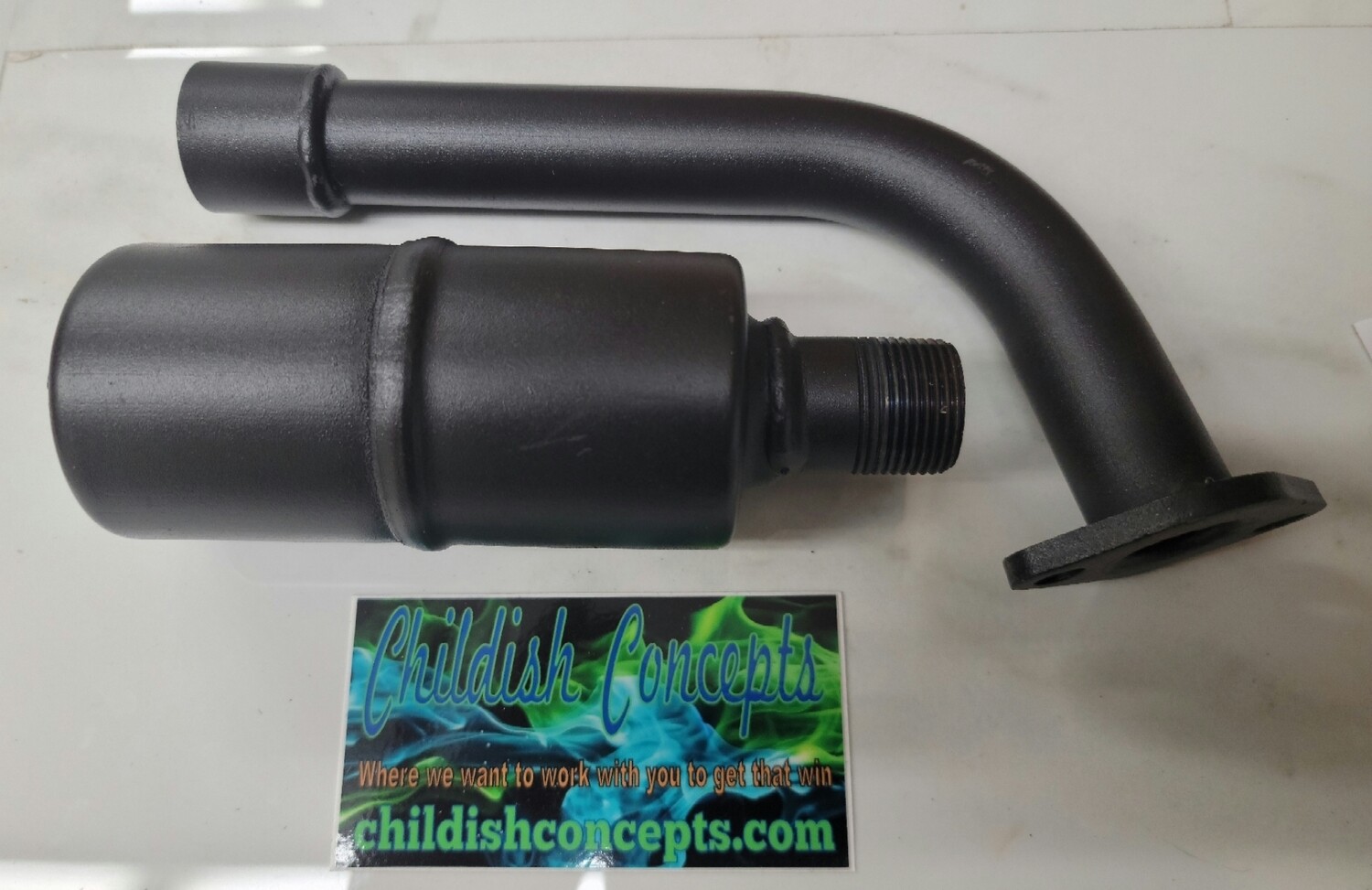 Side Exit Screw on Muffler and Pipe (Black)