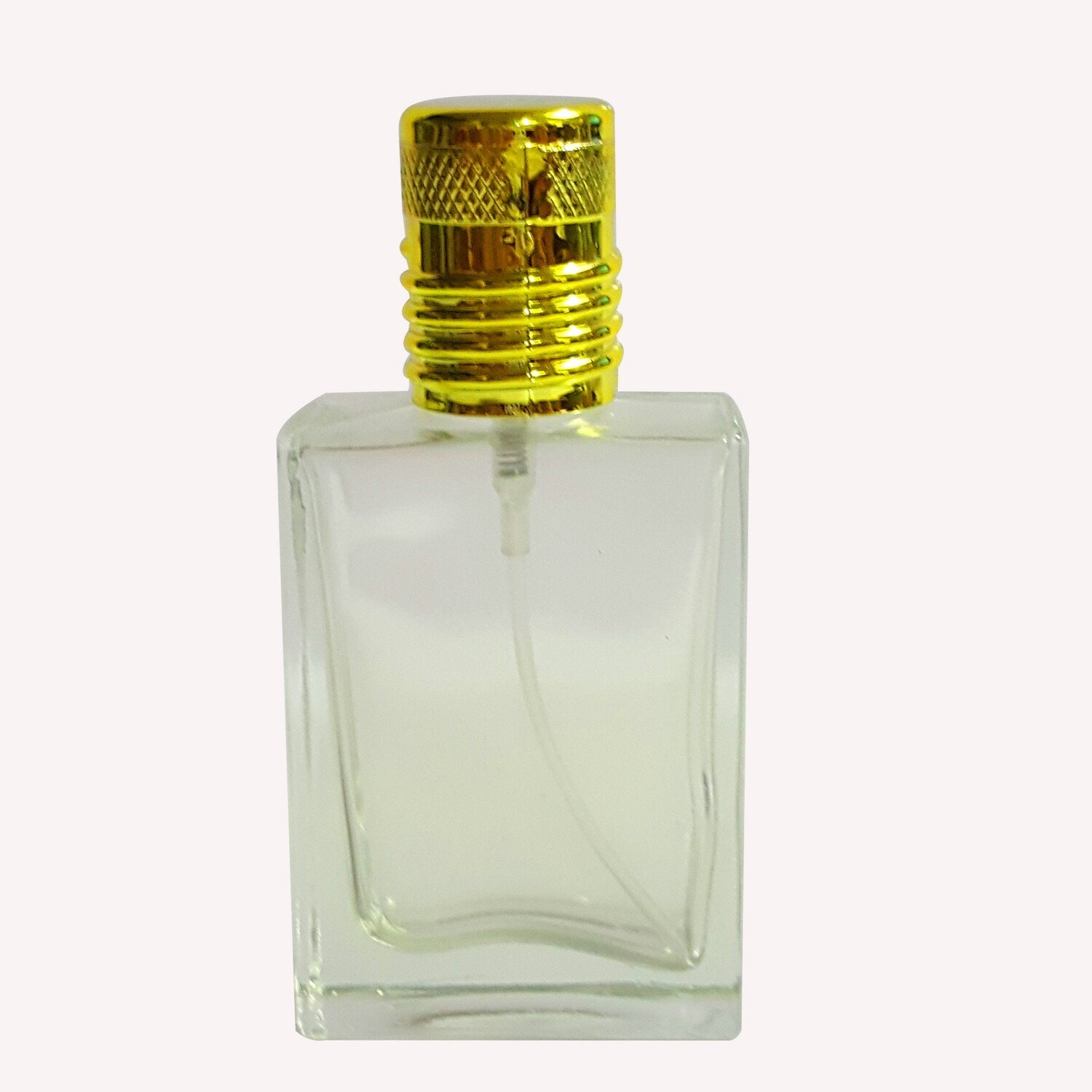 30ml Square Transparent Spray Bottle With Gold Cap