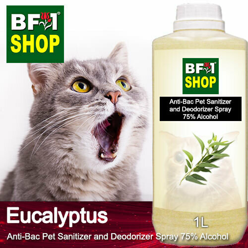 Anti-Bac Pet Sanitizer and Deodorizer Spray (ABPSD-Cat) - 75% Alcohol with Eucalyptus - 1L for Cat and Kitten