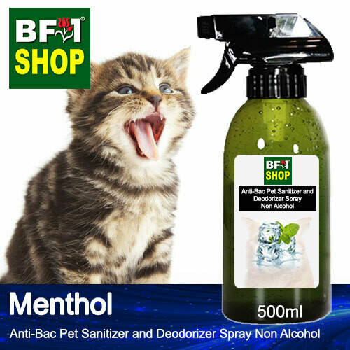 Anti-Bac Pet Sanitizer and Deodorizer Spray (ABPSD-Cat) - Non Alcohol with Menthol - 500ml for Cat and Kitten