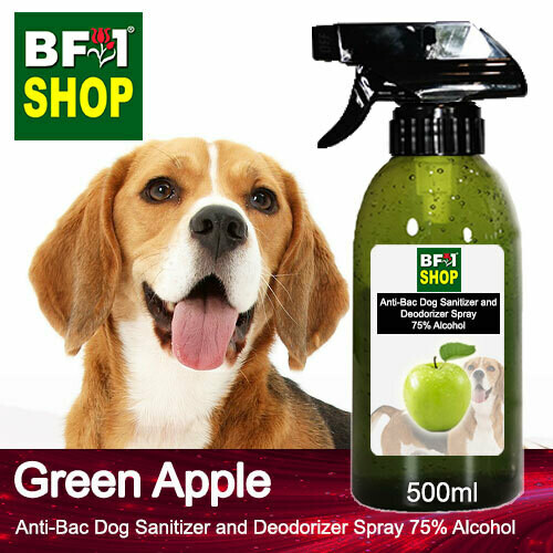 Anti-Bac Dog Sanitizer and Deodorizer Spray (ABPSD-Dog) - 75% Alcohol with Apple - Green Apple - 500ml for Dog and Puppy ⭐⭐⭐⭐⭐