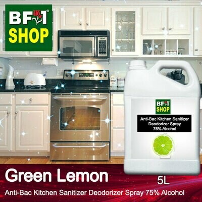 (ABKSD) Lemon - Green Lemon Anti-Bac Kitchen Sanitizer Deodorizer Spray - 75% Alcohol - 5L (ABKSD) Lemon - Green Lemon Anti-Bac Kitchen Sanitizer Deodorizer Spray - 75% Alcohol - 5L
