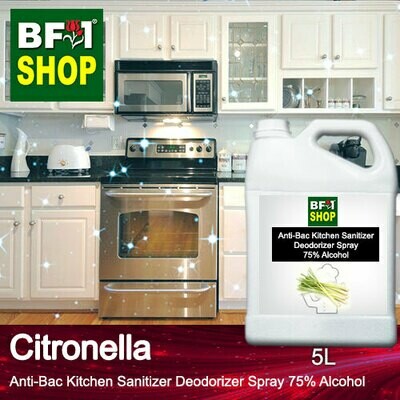 (ABKSD) Citronella Anti-Bac Kitchen Sanitizer Deodorizer Spray - 75% Alcohol - 5L (ABKSD) Citronella Anti-Bac Kitchen Sanitizer Deodorizer Spray - 75% Alcohol - 5L