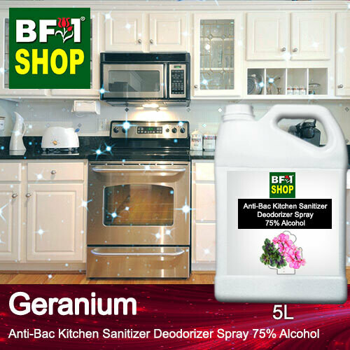 (ABKSD) Geranium Anti-Bac Kitchen Sanitizer Deodorizer Spray - 75% Alcohol - 5L