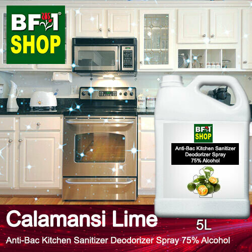 (ABKSD) lime - Calamansi Lime Anti-Bac Kitchen Sanitizer Deodorizer Spray - 75% Alcohol - 5L (ABKSD) lime - Calamansi Lime Anti-Bac Kitchen Sanitizer Deodorizer Spray - 75% Alcohol - 5L
