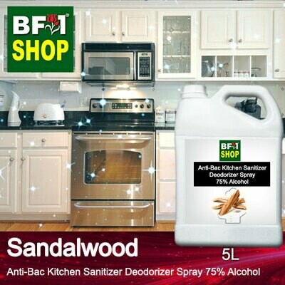 (ABKSD) Sandalwood Anti-Bac Kitchen Sanitizer Deodorizer Spray - 75% Alcohol - 5L (ABKSD) Sandalwood Anti-Bac Kitchen Sanitizer Deodorizer Spray - 75% Alcohol - 5L
