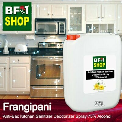 (ABKSD) Frangipani Anti-Bac Kitchen Sanitizer Deodorizer Spray - 75% Alcohol - 25L (ABKSD) Frangipani Anti-Bac Kitchen Sanitizer Deodorizer Spray - 75% Alcohol - 25L
