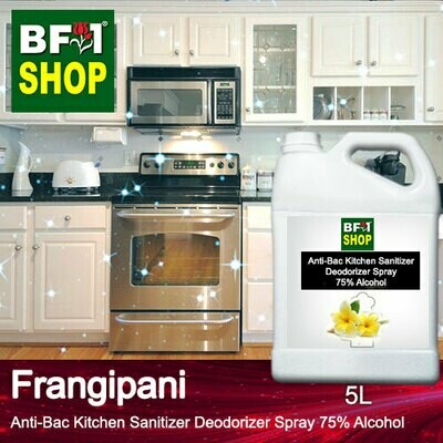 (ABKSD) Frangipani Anti-Bac Kitchen Sanitizer Deodorizer Spray - 75% Alcohol - 5L (ABKSD) Frangipani Anti-Bac Kitchen Sanitizer Deodorizer Spray - 75% Alcohol - 5L