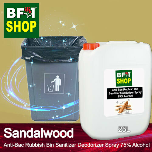 (ABRBSD) Sandalwood Anti-Bac Rubbish Bin Sanitizer Deodorizer Spray - 75% Alcohol - 25L