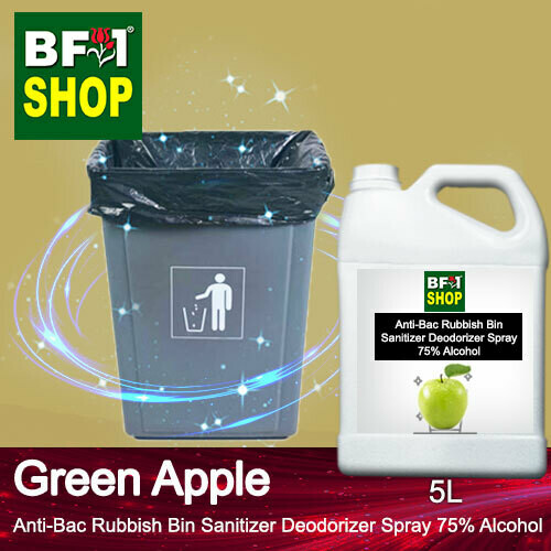 (ABRBSD) Apple - Green Apple Anti-Bac Rubbish Bin Sanitizer Deodorizer Spray - 75% Alcohol - 5L