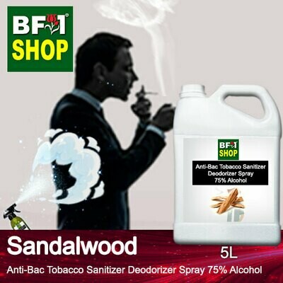 (ABTSD1) Sandalwood Anti-Bac Tobacco Sanitizer Deodorizer Spray - 75% Alcohol - 5L