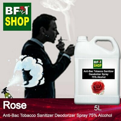 (ABTSD1) Rose Anti-Bac Tobacco Sanitizer Deodorizer Spray - 75% Alcohol - 5L