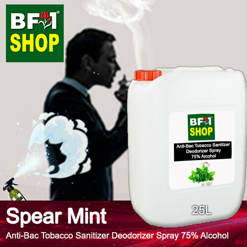 (ABTSD1) mint - Spear Mint Anti-Bac Tobacco Sanitizer Deodorizer Spray - 75% Alcohol - 25L