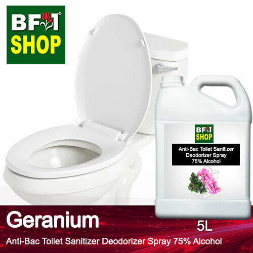 (ABTSD) Geranium Anti-Bac Toilet Sanitizer Deodorizer Spray - 75% Alcohol - 5L