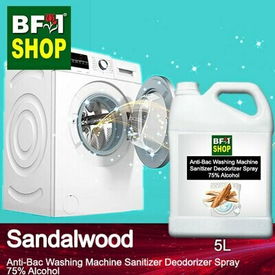(ABWMSD) Sandalwood Anti-Bac Washing Machine Sanitizer Deodorizer Spray - 75% Alcohol - 5L