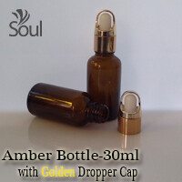BAP - 30ml Amber Glass Bottle c/w Gold Dropper BAP - 30ml Amber Glass Bottle c/w Gold Dropper