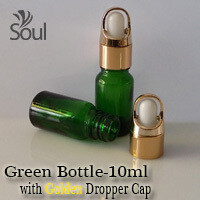 BAP - 10ml Green Glass Bottle c/w Gold Dropper X 100pcs BAP - 10ml Green Glass Bottle c/w Gold Dropper X 100pcs