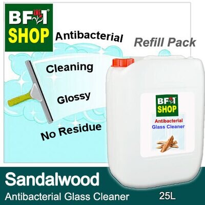 Antibacterial Glass Cleaner (AGC) - Sandalwood - 25L Refill Pack Cleaning Glossy No Residue